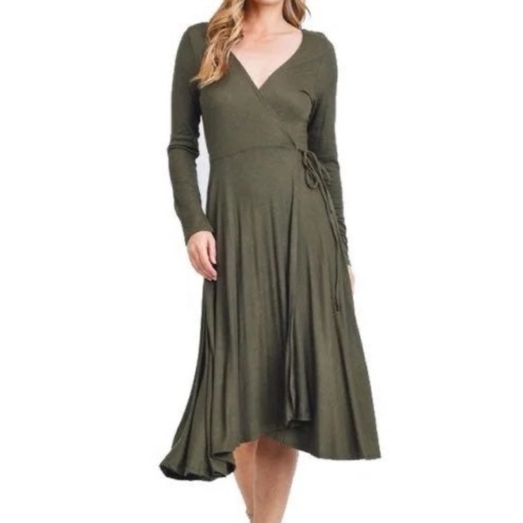 Lulu’s Olive Green Wrap Dress - Picture 2 of 11